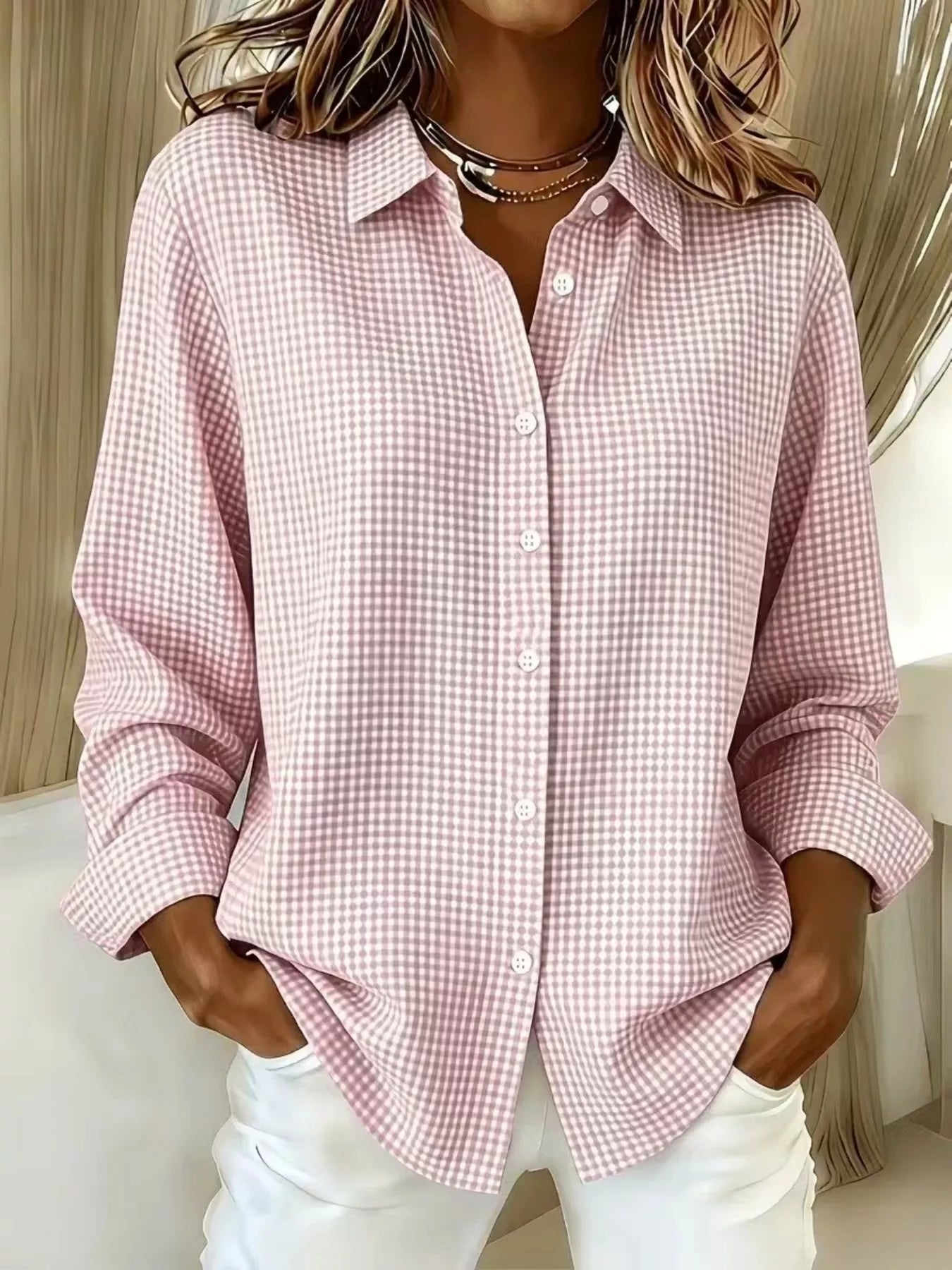 Women's plaid shirt, long sleeve