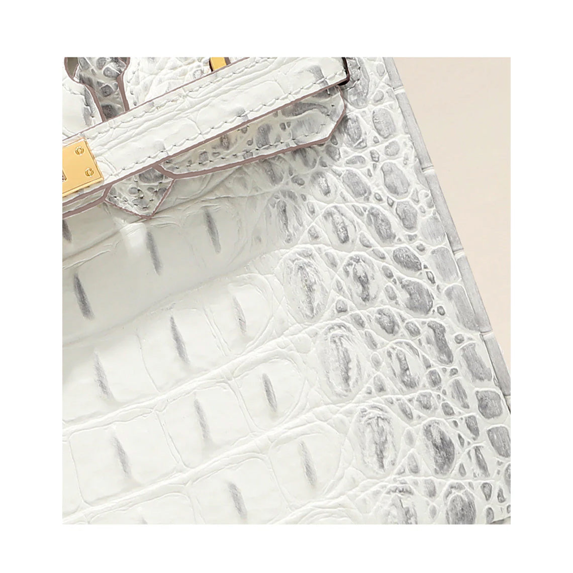 Crocodile Embossed Leather Inspired Trendy Platinum Bag