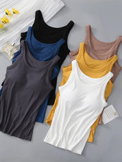 Tank Top with Built-In Bra – Mustard Smooth Comfort – Chaotic Fashion
