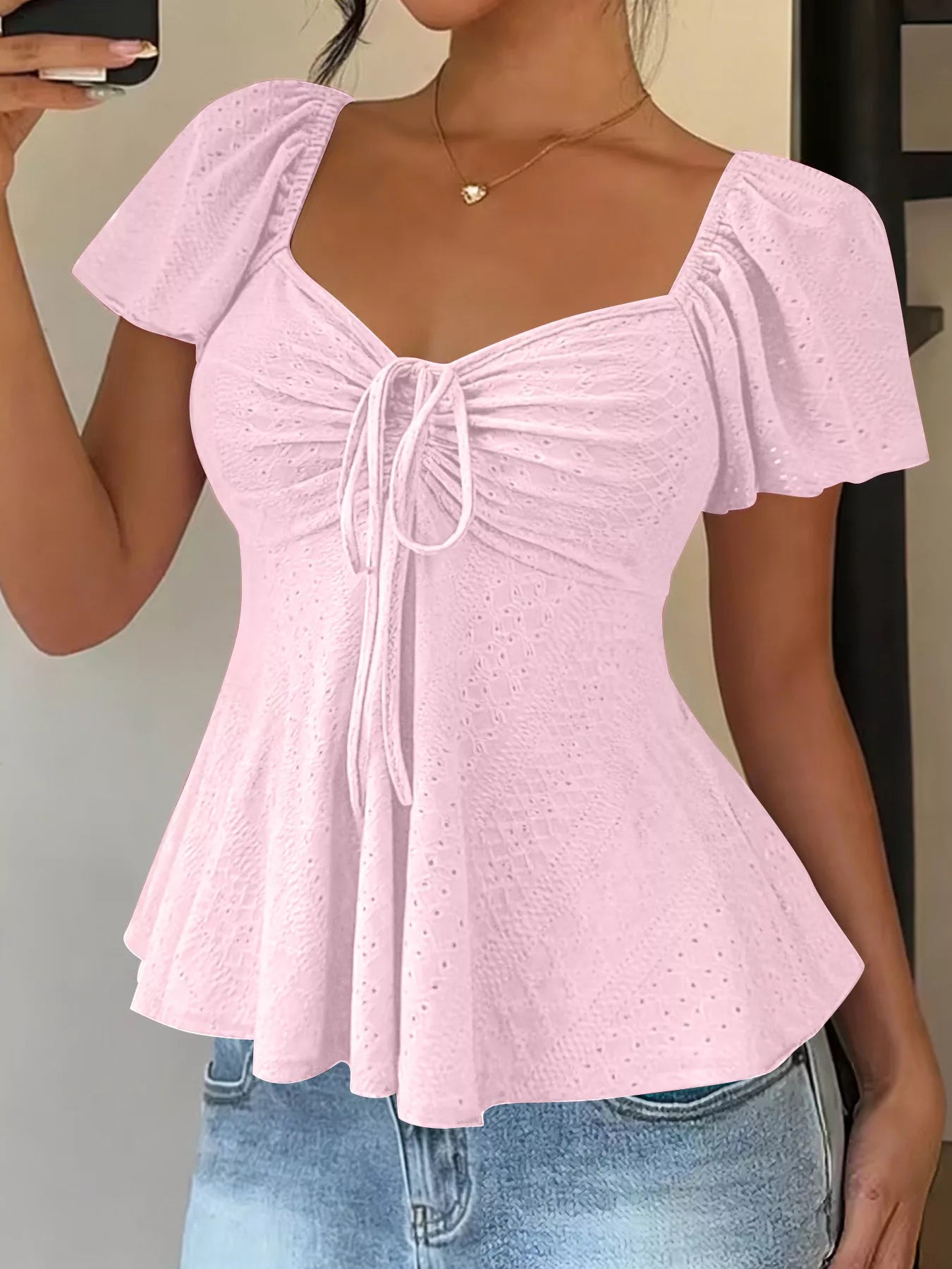 Eyelet Detail Blouse – Lightweight Summer Style – Chaotic Fashion