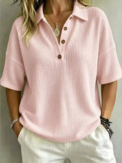 Waffle Knit Polo – Watermelon Red Colorway – Chaotic Fashion