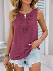 Ribbed Tank Top for Women – Burgundy Lace Trim – Chaotic Fashion