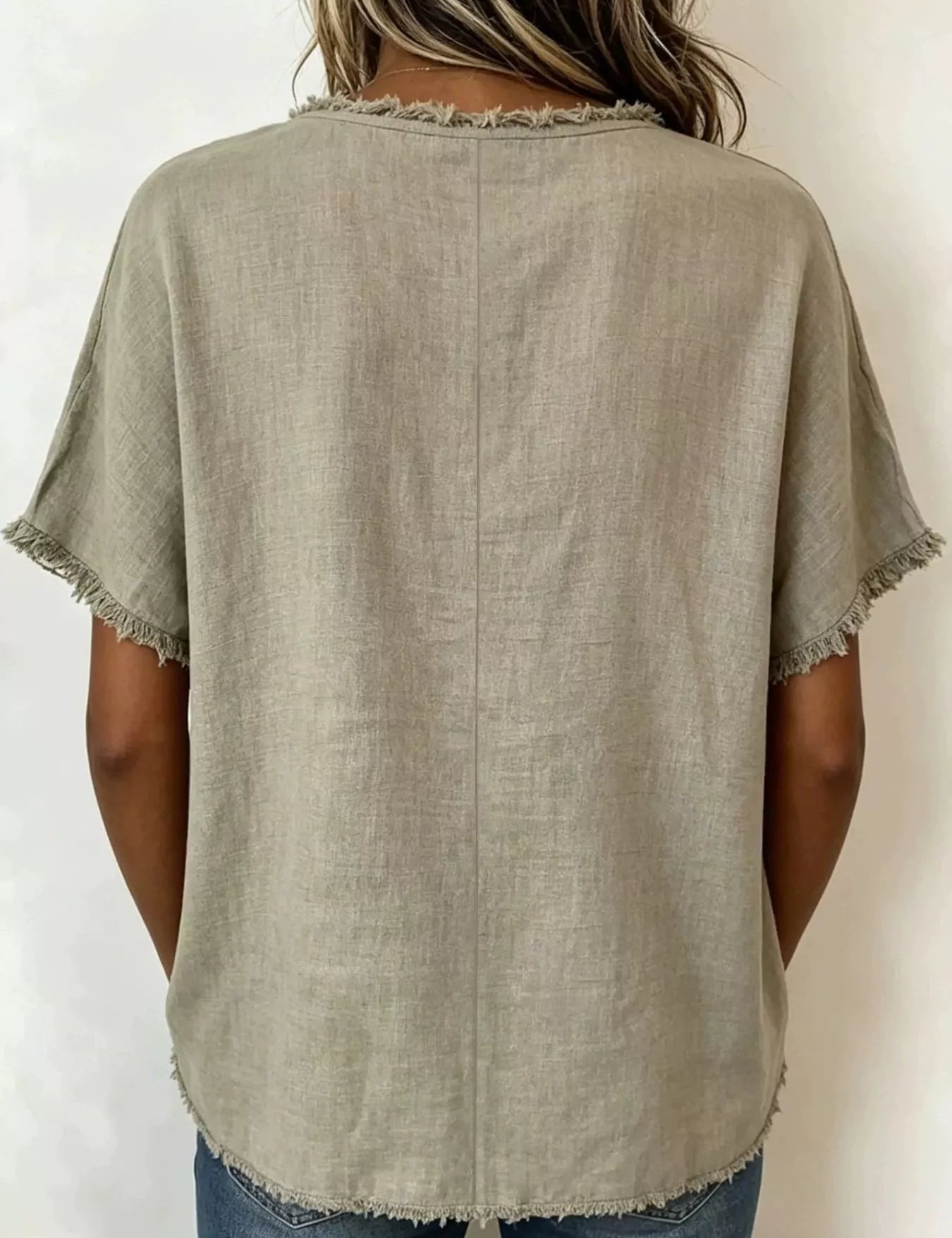 Frayed Hem Top for Women – Relaxed Fit in Apricot – Chaotic Fashion