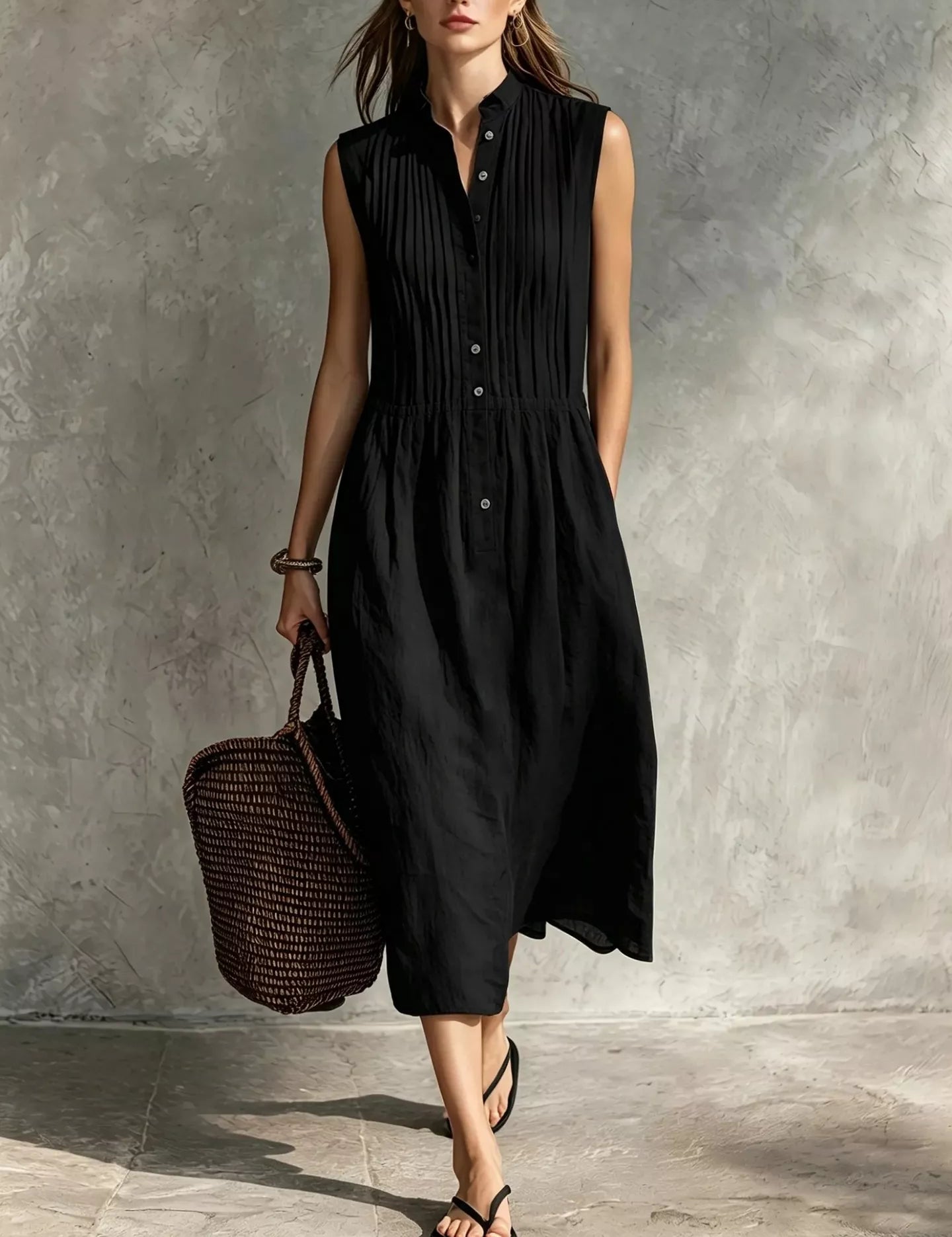 Women's midi dress, sleeveless