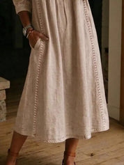 Women's midi dress, v-neck 3/4 sleeve