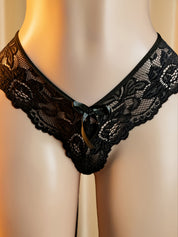 Black lace brief included with the sheer babydoll lingerie set - Chaotic Fashion