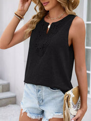 Women's Sleeveless Tank – Feminine Lace Neckline – Chaotic Fashion