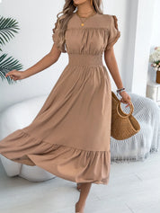 Women's midi dress, round neck