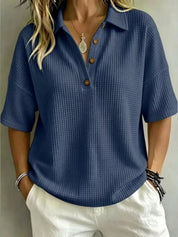 Plus Size Waffle Polo – Pink Colorway – Chaotic Fashion