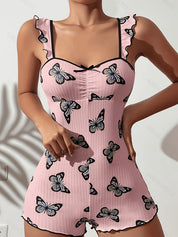 Butterfly Print Women's Sleepwear Romper