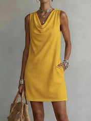 Women's mini dress, cowl neck sleeveless