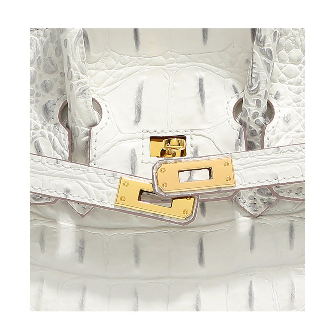 Crocodile Embossed Leather Inspired Trendy Platinum Bag