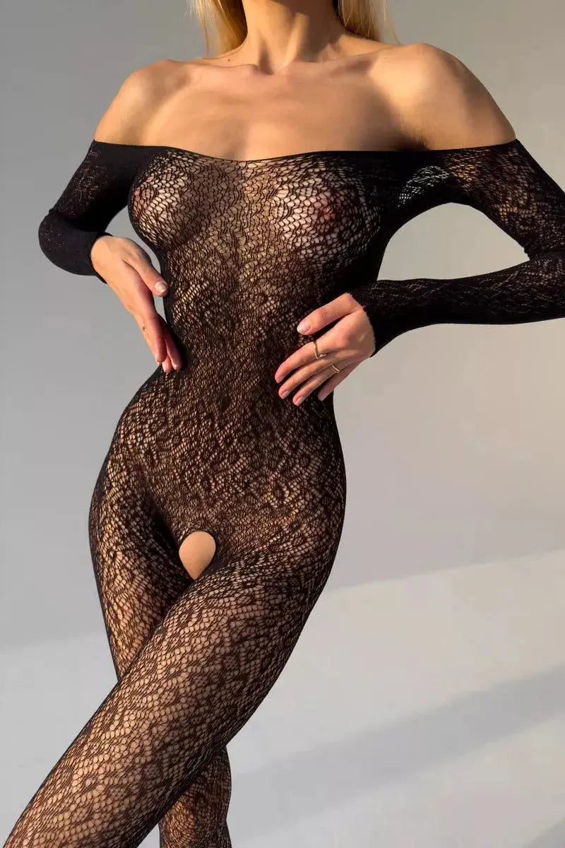 Crotchless Bodystocking – Sheer Open Crotch Full Body Lingerie – Chaotic Fashion