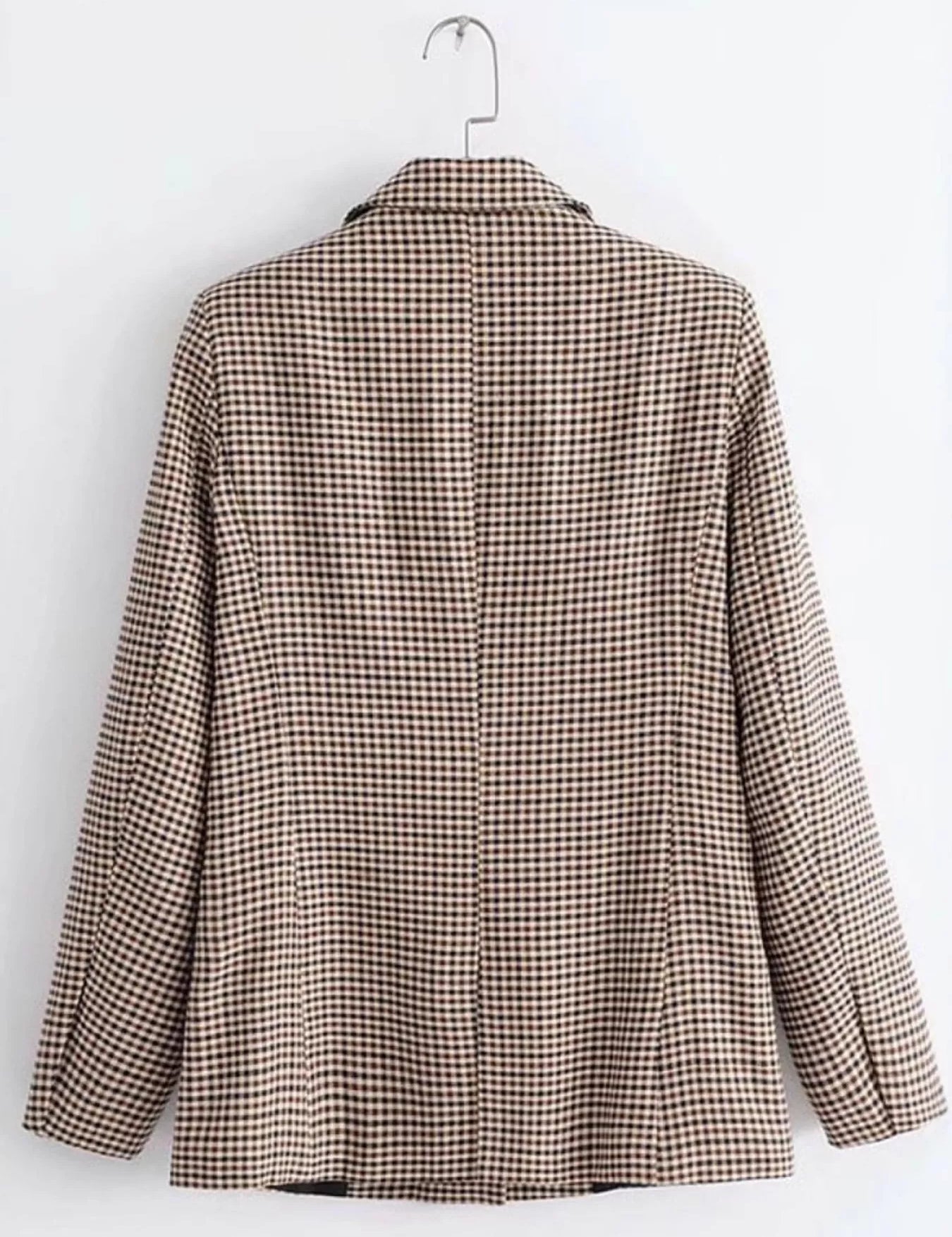 Women's plaid blazer, collared, long sleeve