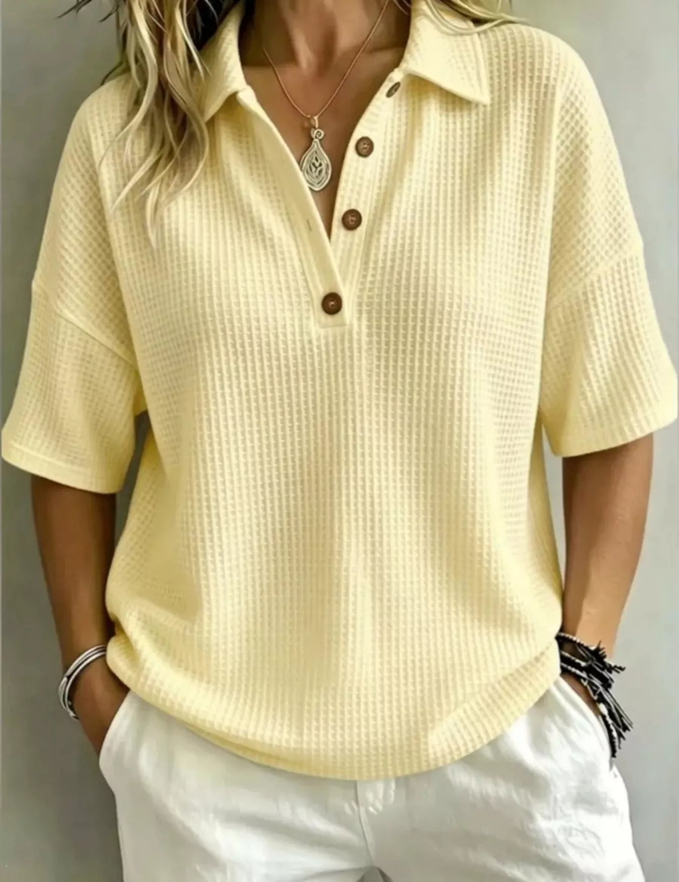 Waffle Texture Polo – Navy Blue Colorway – Chaotic Fashion