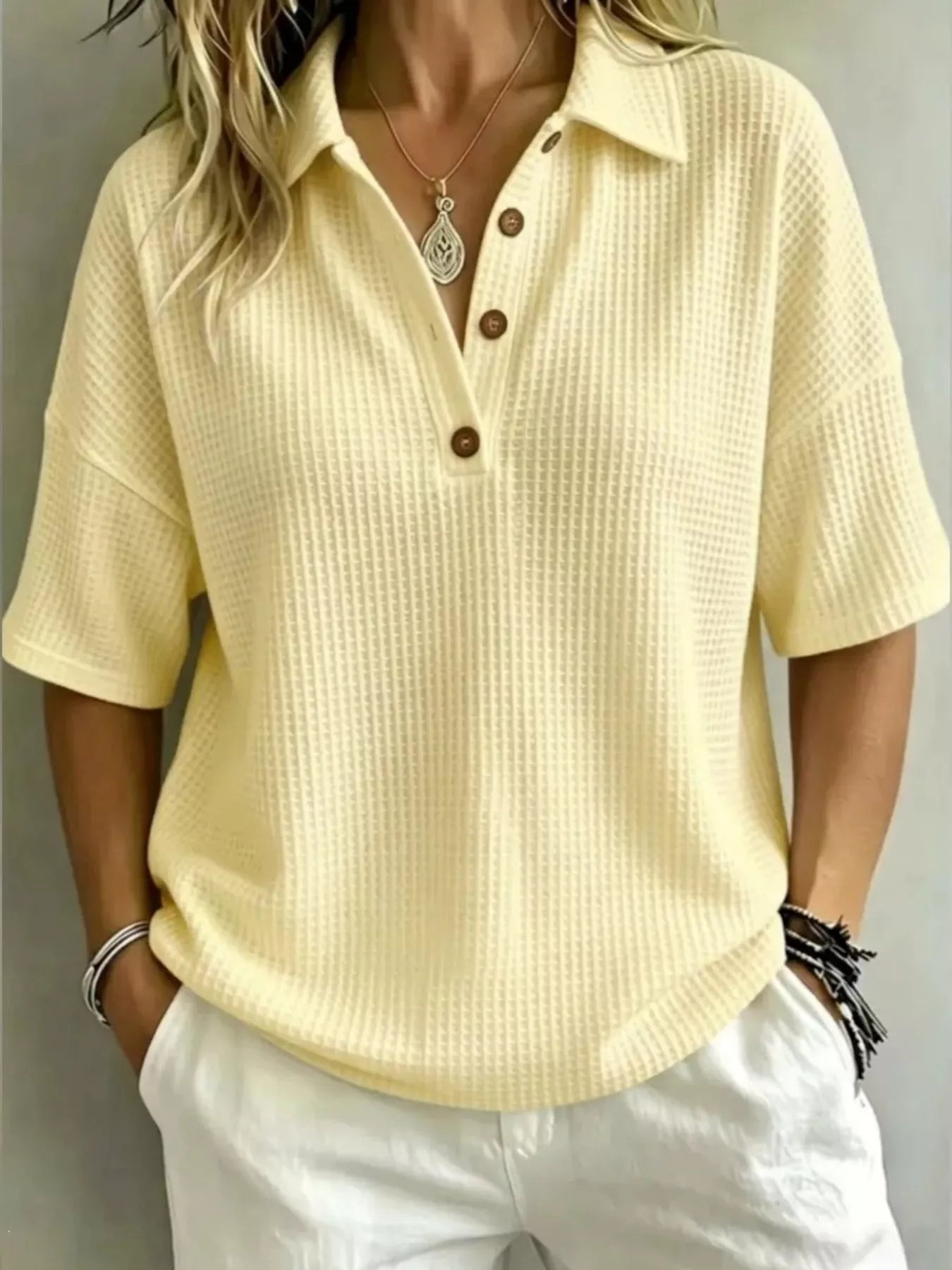 Waffle Texture Polo – Navy Blue Colorway – Chaotic Fashion