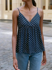 V-Neck Camisole Top – Black Polka Dot Style – Chaotic Fashion