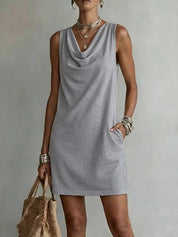 Women's mini dress, cowl neck sleeveless