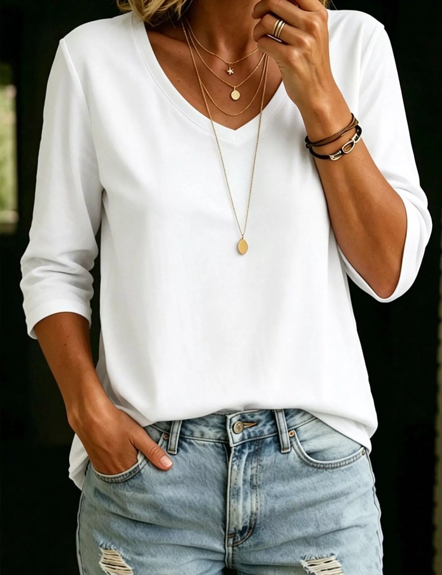 4 Sleeve Tee Plus Size – Raw Hem – Chaotic Fashion