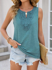 Lace Trim Tank Top for Women – Turquoise Colorway – Chaotic Fashion