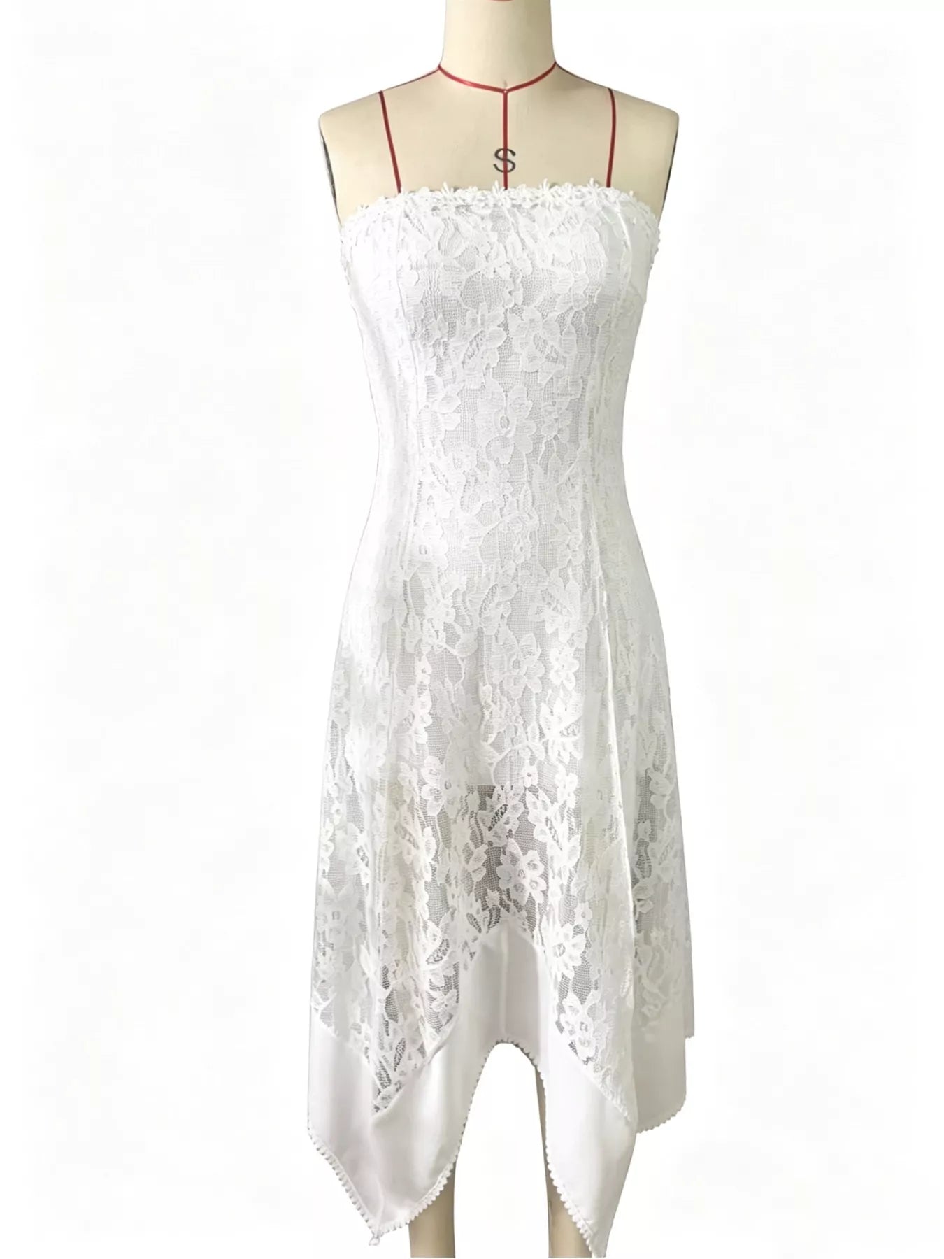 Elegant White Dress for Women – Midi Length Lace – Chaotic Fashion