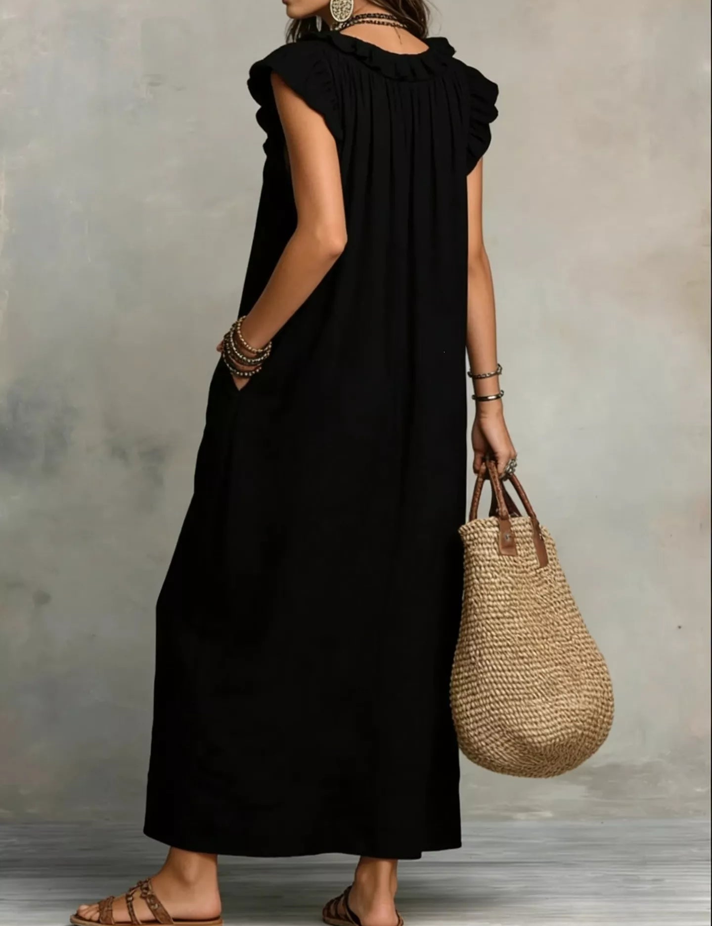 Women's maxi dress, v-neck