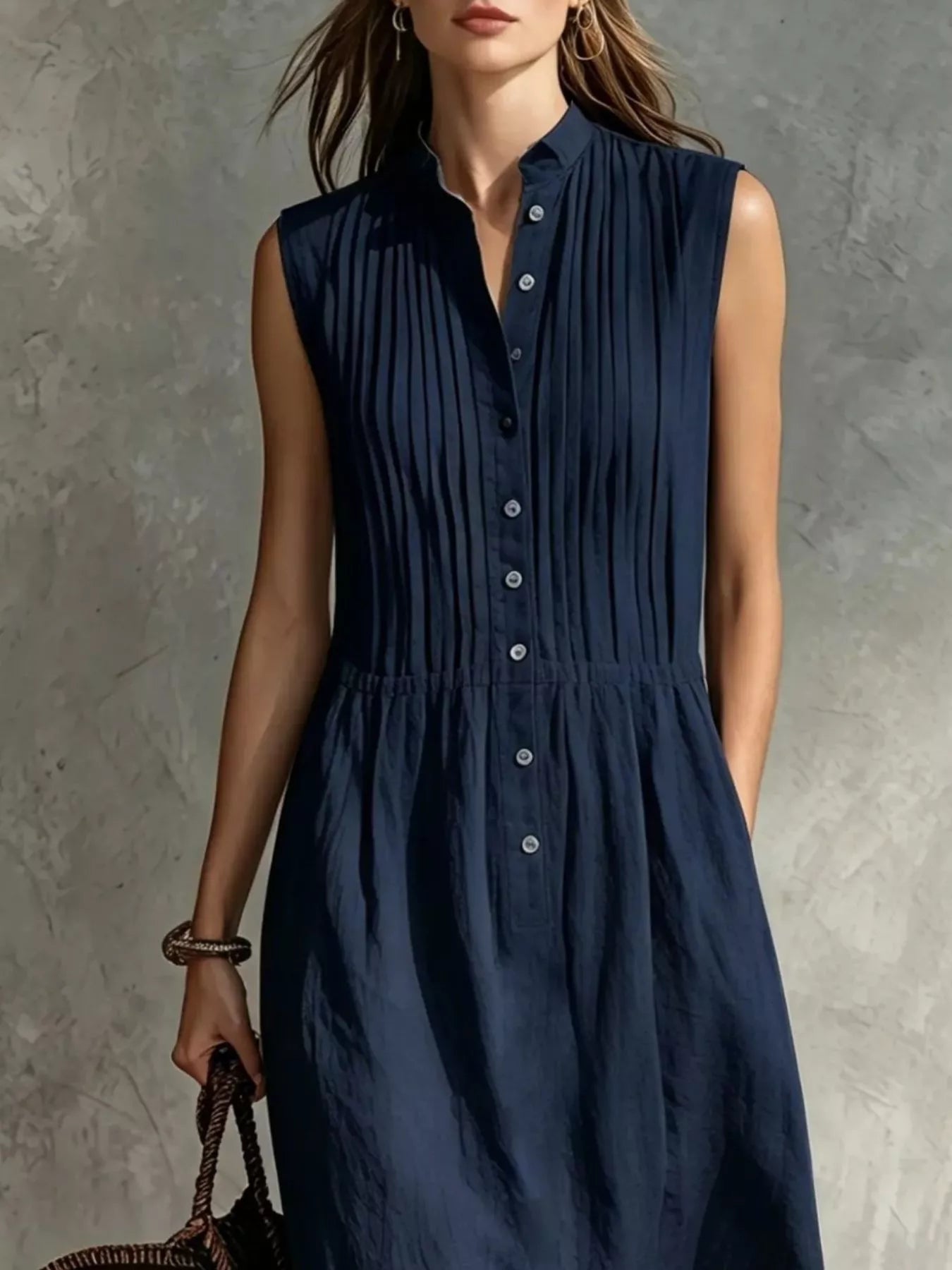 Women's midi dress, sleeveless