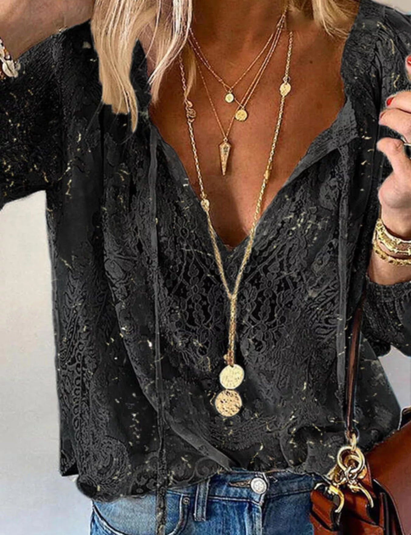 Lace Blouse for Women – Pink Sheer Knit – Chaotic Fashion