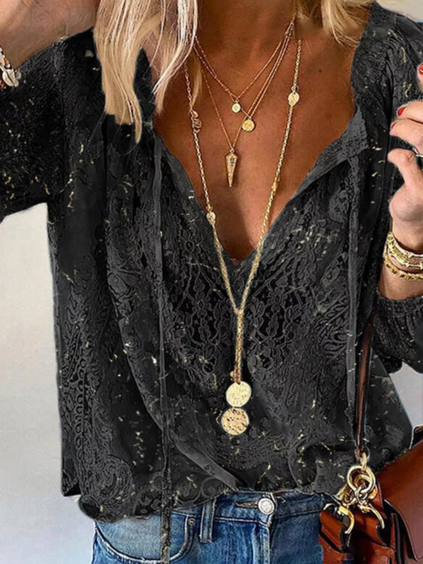 Lace Blouse for Women – Pink Sheer Knit – Chaotic Fashion