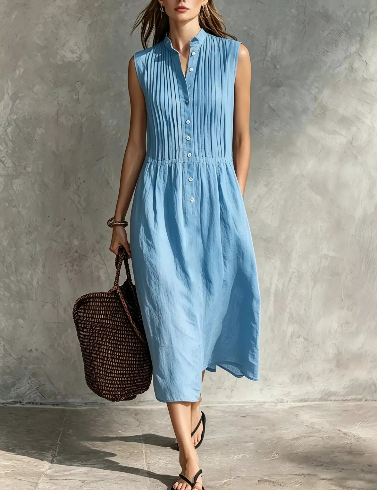 Women's midi dress, sleeveless