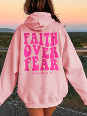Graphic Hoodie – FAITH OVER FEAR Print in Pink – Chaotic Fashion