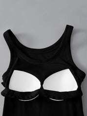Built-In Bra Tank for Women – Dark Gray Support – Chaotic Fashion