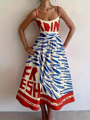 Midi Dress – Sardine Print in Rust – Chaotic Fashion