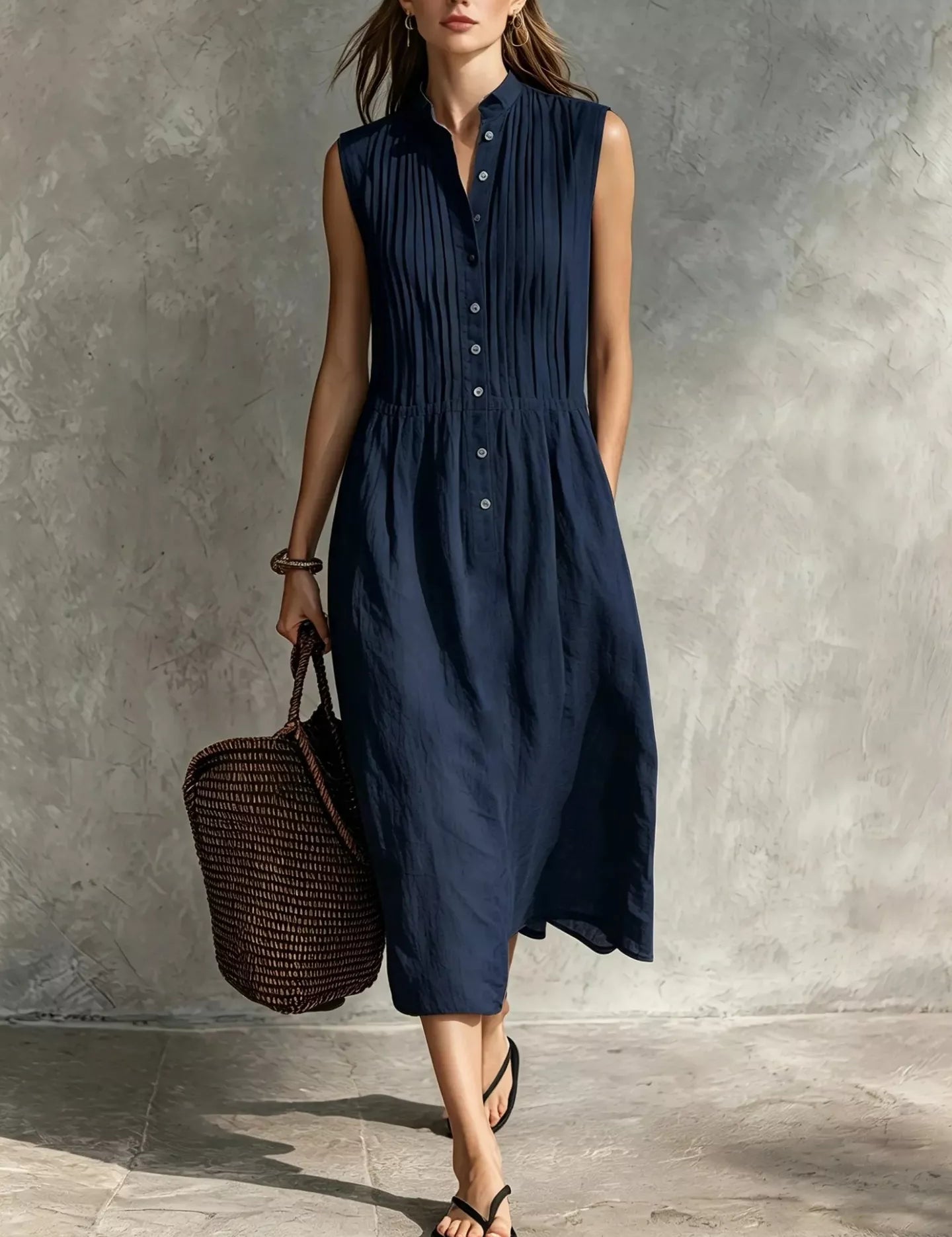 Women's midi dress, sleeveless