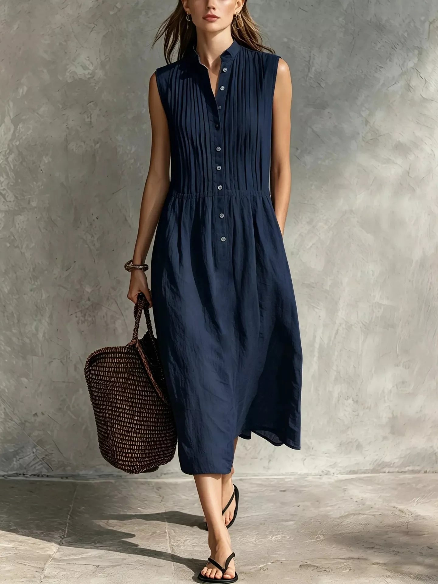 Women's midi dress, sleeveless