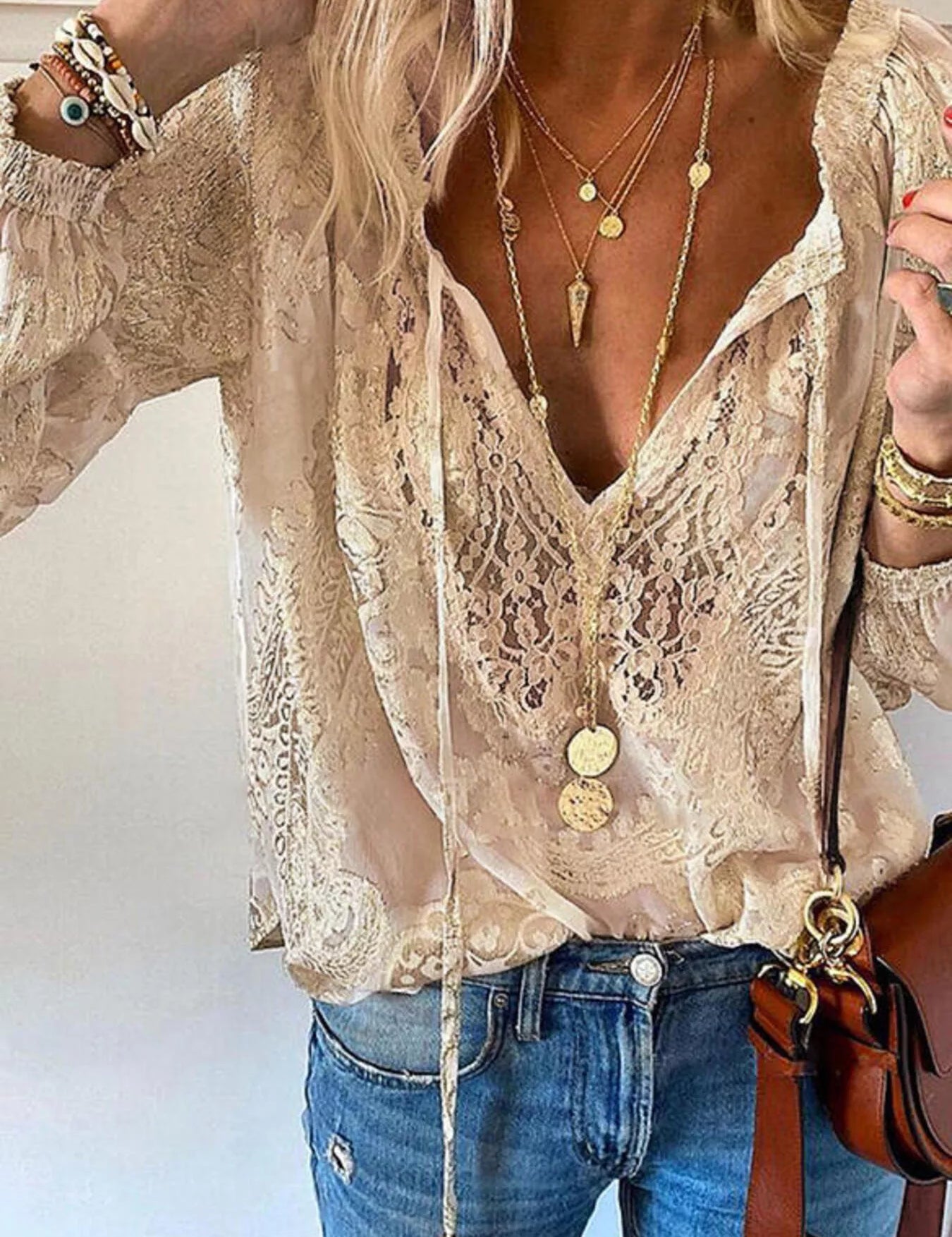Tie-Neck Sheer Blouse – Pink Romantic Look – Chaotic Fashion