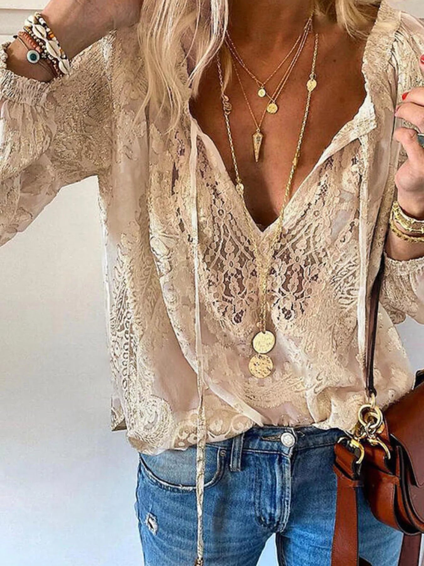 Tie-Neck Sheer Blouse – Pink Romantic Look – Chaotic Fashion