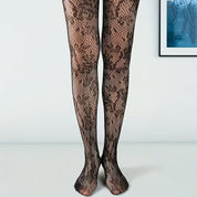Elegant fishnet tights with floral lace