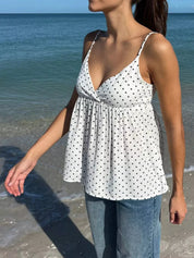 Flowy V-Neck Cami – Summer Polka Dot Top – Chaotic Fashion