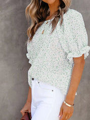 Ruffle Sleeve Floral Blouse – Flattering Plus Fit – Chaotic Fashion