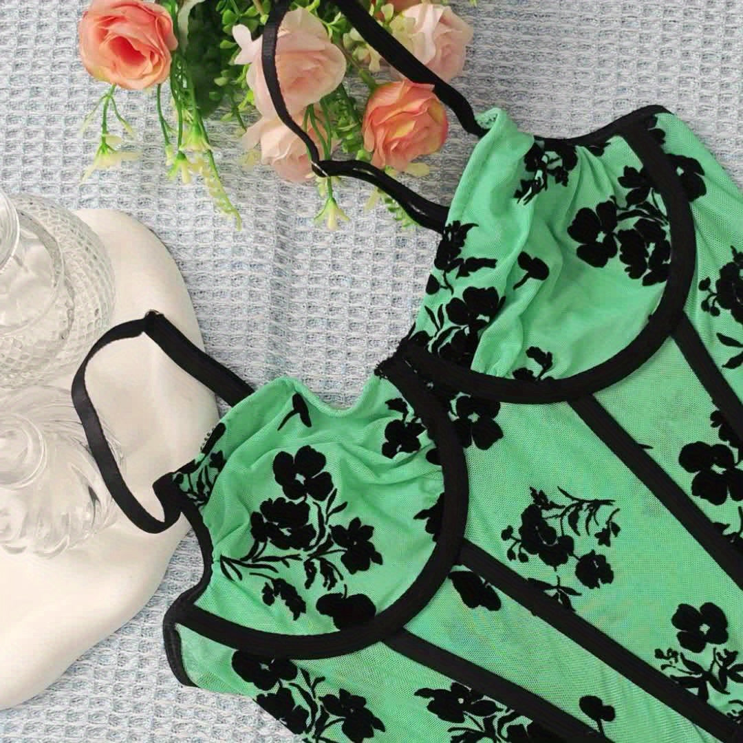 Women’s Lace Trim Boned Smock Dress | Semi-Sheer Corset Bustier Style with Sleeveless Fit