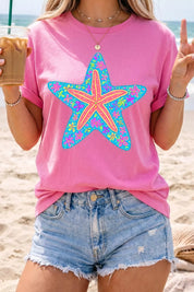 Graphic Print T-Shirt – Bright Fuchsia Colorway – Chaotic Fashion