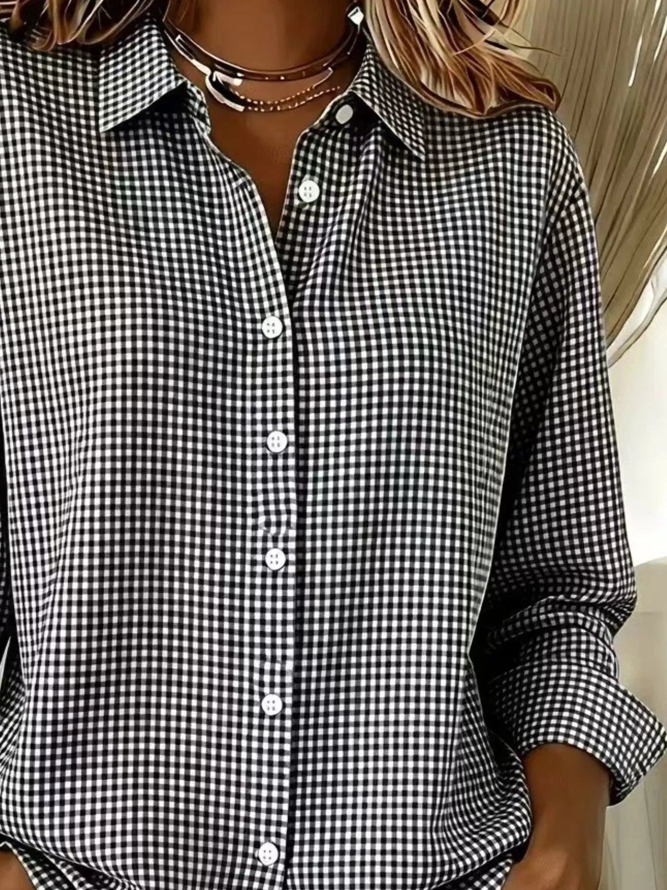 Women's plaid shirt, long sleeve