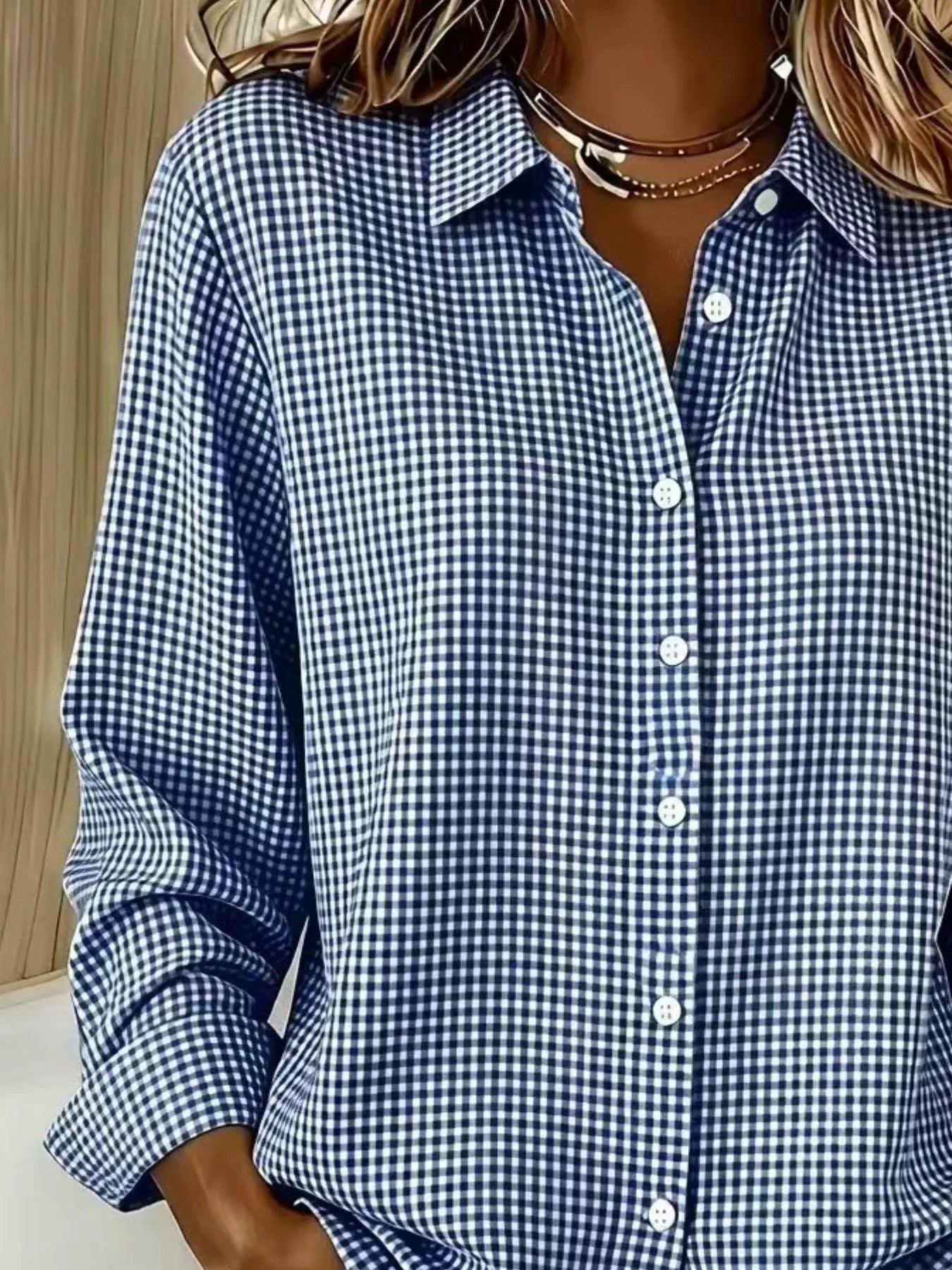 Women's plaid shirt, long sleeve