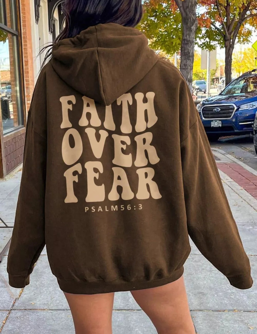 FAITH OVER FEAR Hoodie – Pink Statement Print – Chaotic Fashion