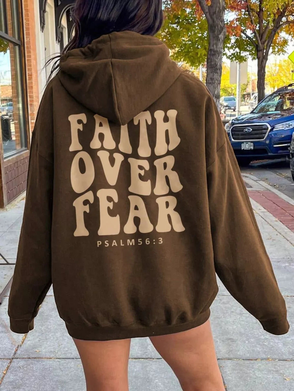 FAITH OVER FEAR Hoodie – Pink Statement Print – Chaotic Fashion