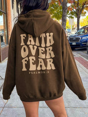 FAITH OVER FEAR Hoodie – Pink Statement Print – Chaotic Fashion