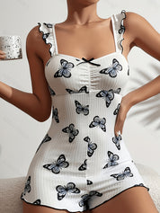Butterfly Print Women's Sleepwear Romper