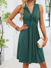 Sleeveless Casual Dress – Ruched Detail in Mocha – Chaotic Fashion