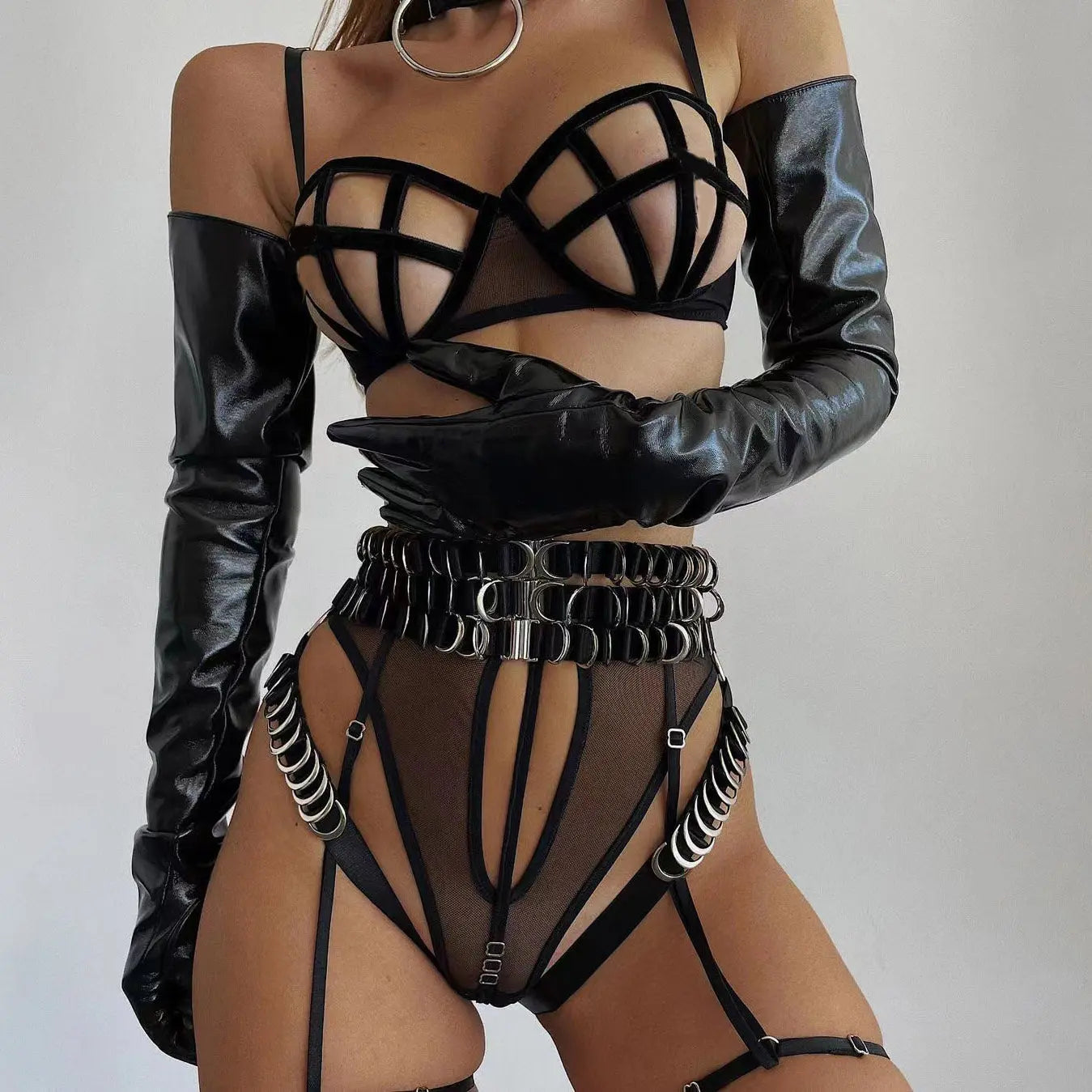 ANALISE 4 PIECE LINGERIE SET with METAL RINGS Chaotic Fashion